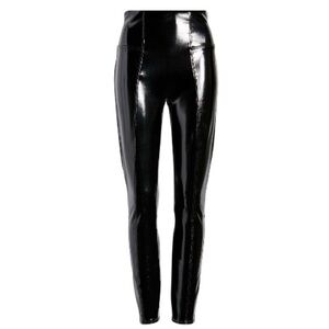 Spanx Women’s Faux Patent Leather Glossy Shine Skinny Black Leggings sz XL